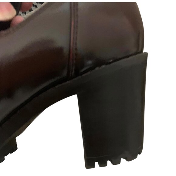 ZARA TRAFALUC Solid Burgundy Patent Leather T-Strap Women's Ankle Boots Size 40 - Picture 8 of 10
